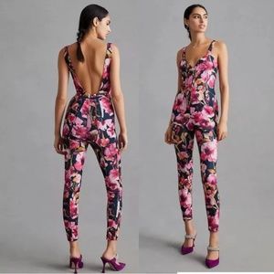 Anthropologie Floral Sweetheart Jumpsuit Size M